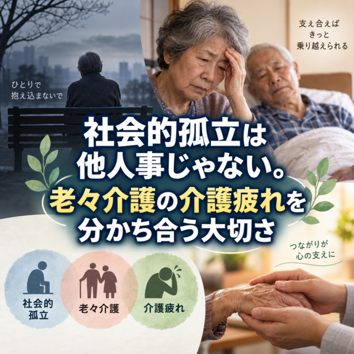 社会的孤立は他人事じゃない。老々介護の介護疲れを分かち合う大切さ